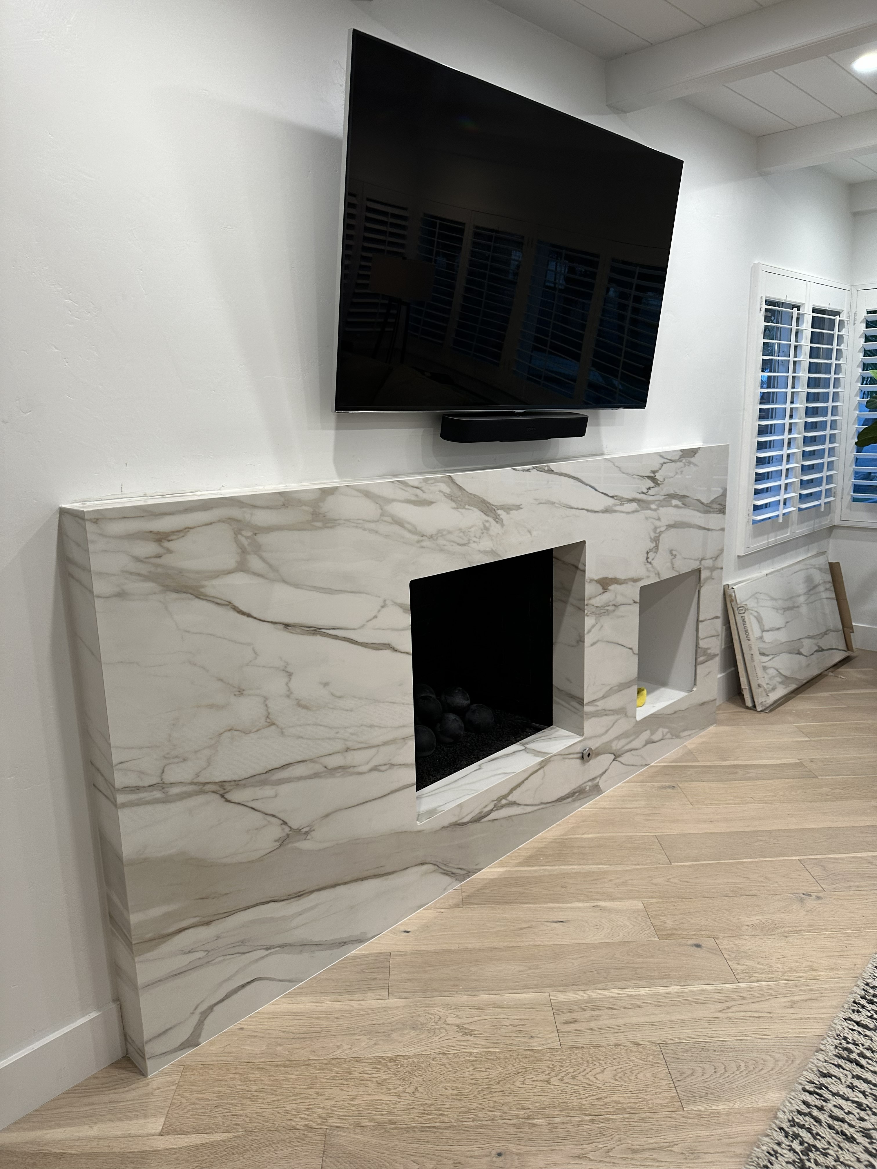 Quartzite fireplace
